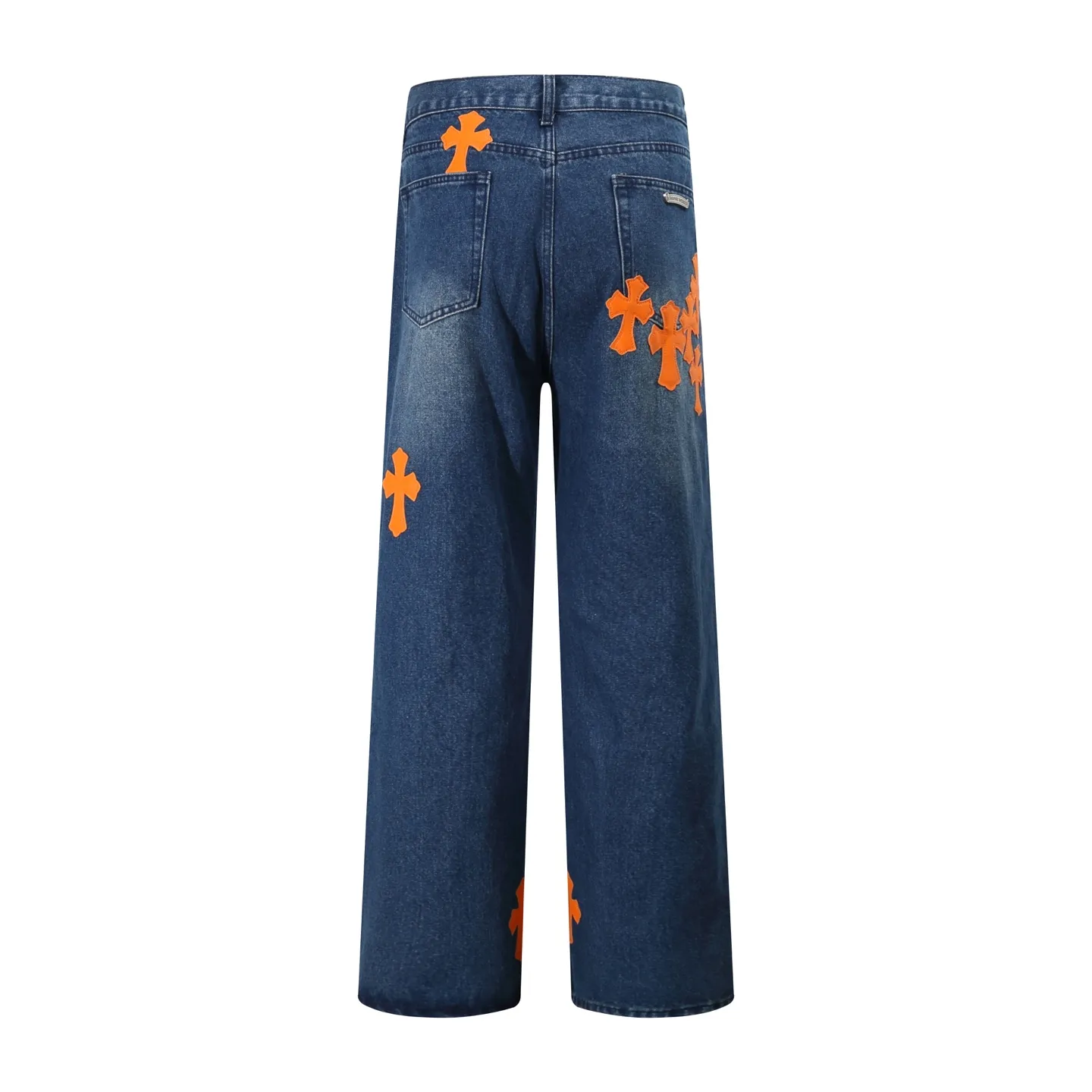 P260 Style No.: H880 Chrome Heart & Chrome Heart Blue Pants Orange Peel Metal Cross Patch Leather Jeans ChromeHearts# Design Jeans Invincible Texture Ceiling-Level Jeans Hard to Find at the Counter‼ ️ Cross patchwork leather jeans, top-notch heavy-duty washing process, calfskin laser-cut cross, distressed silver hardware, straight version to make the upper body slimmer, that lesbian style Color: blue Size: 28-30-32-34-36